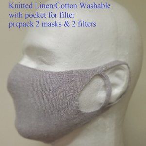2 Linen Knitted washable face mask